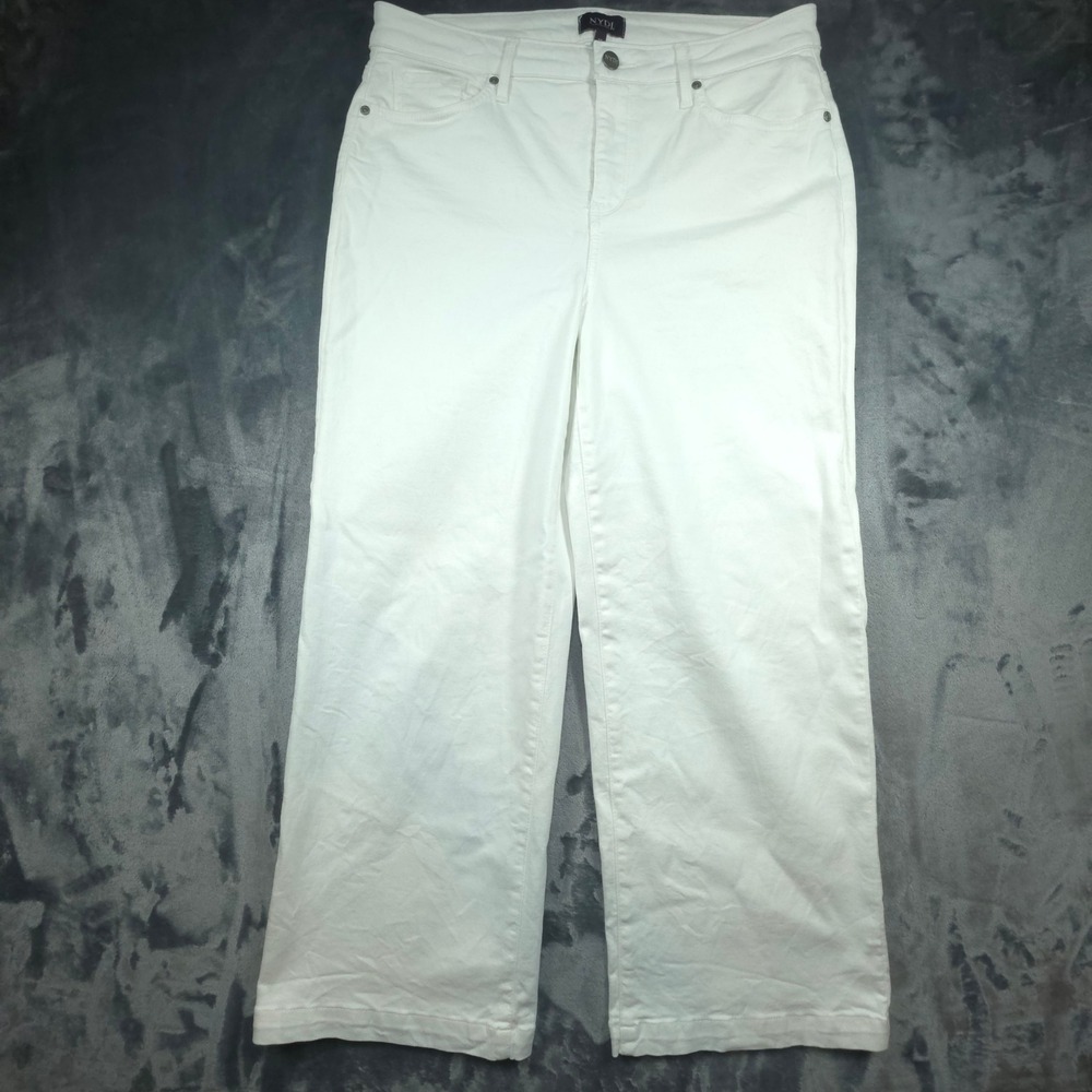 NYDJ White Wide Leg Cropped Jeans Lift Tuck Technology Size 10 Womens